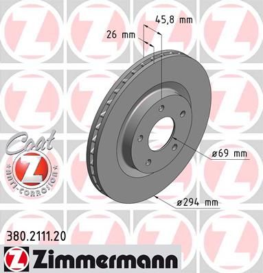 фото Тормозной диск zimmermann 380.2111.20