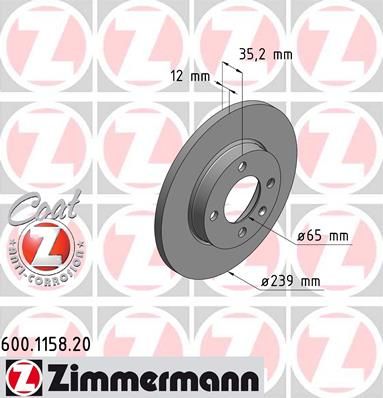 

Тормозной диск ZIMMERMANN 600.1158.20
