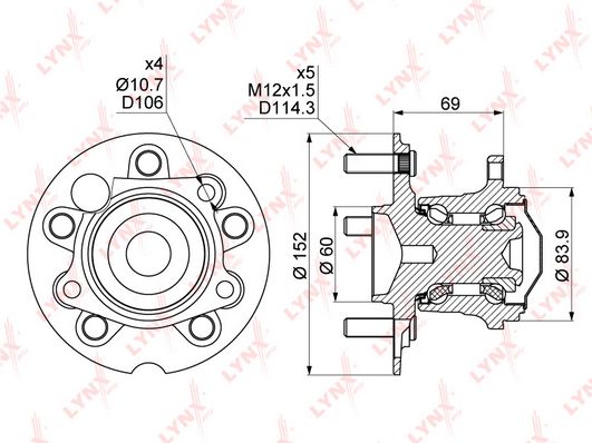 

Комплект подшипника ступицы колеса LYNXauto WH-1336