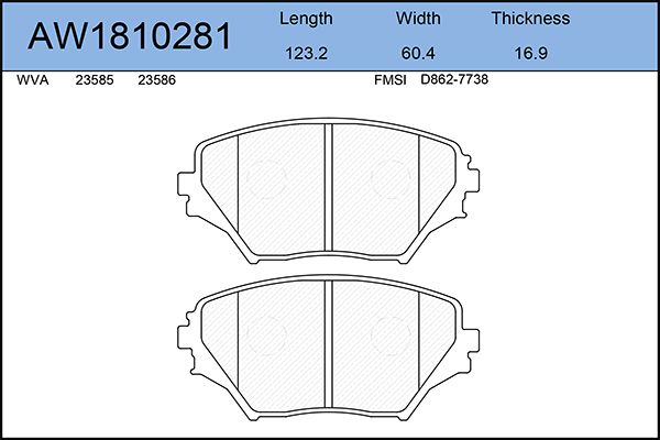 фото Комплект тормозных колодок, дисковый тормоз aywiparts aw1810281