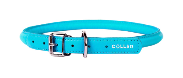 фото Ошейник для собак collar glamour, кожаный, круглый, синий, 39-47 см x 10 мм