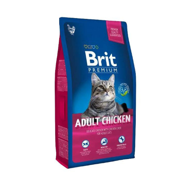 фото Сухой корм для кошек brit premium cat adult chicken, курица, 1,5кг