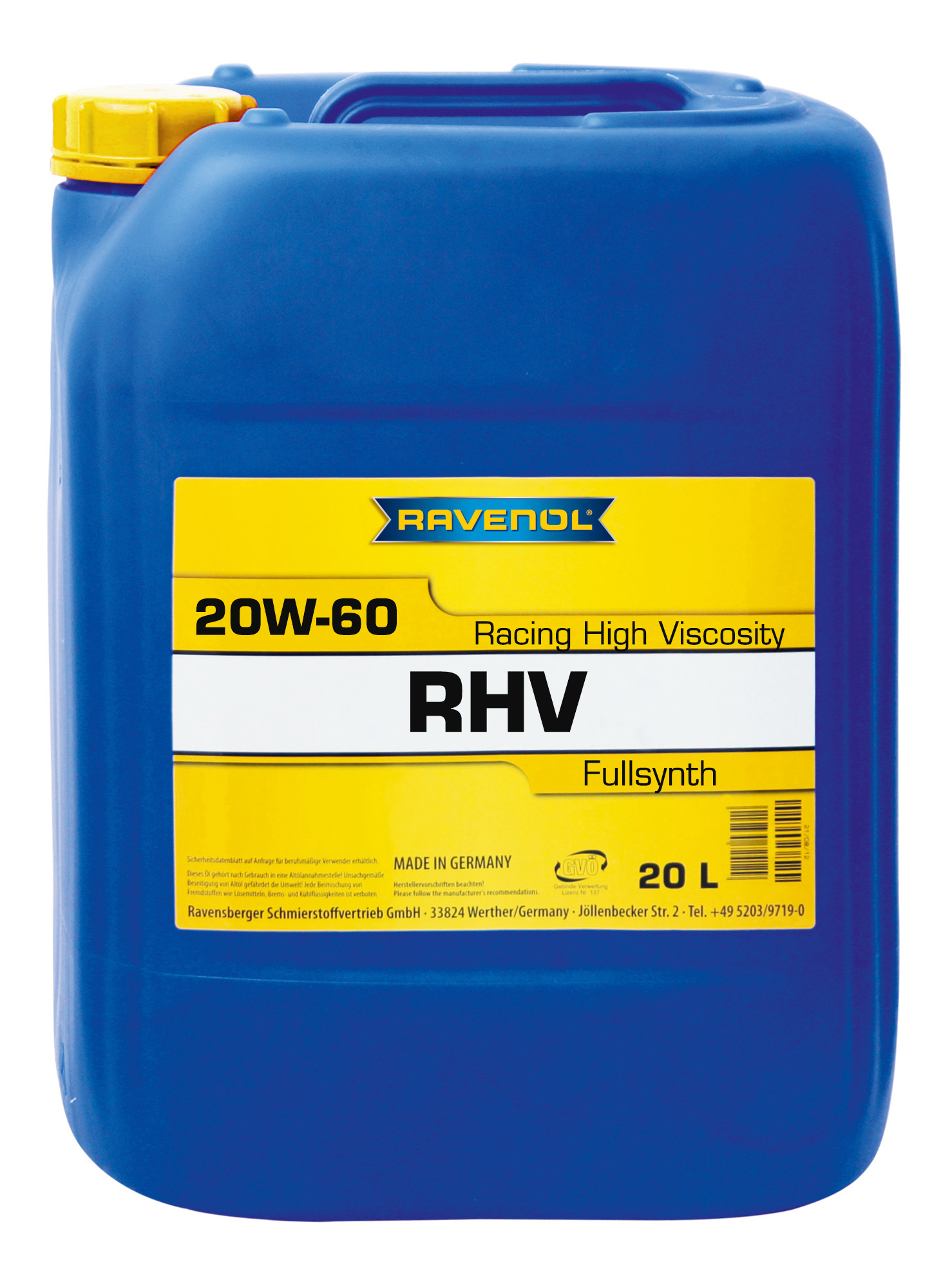 фото Моторное масло ravenol rhv racing high viscosity sae 20w-60 20л