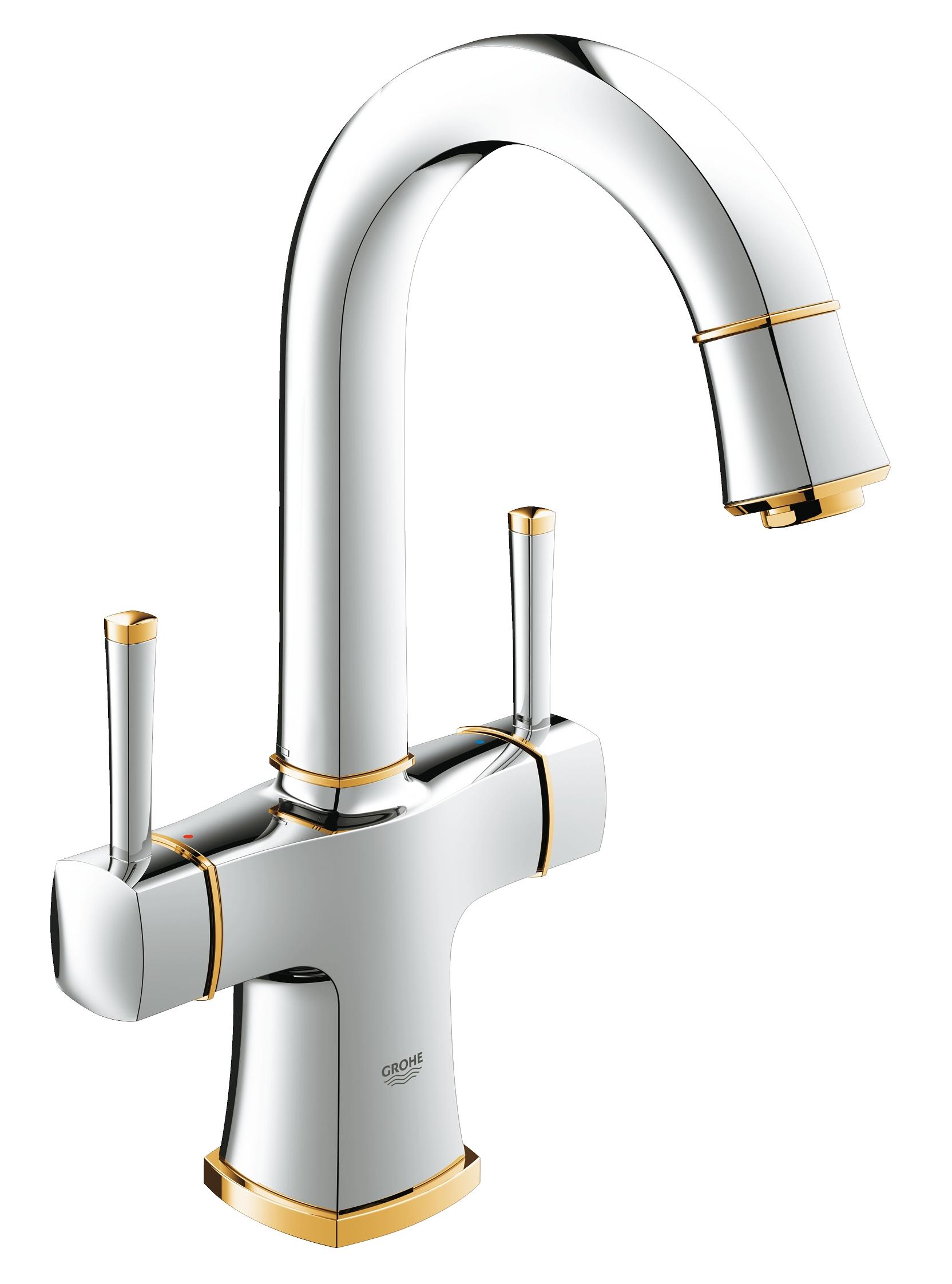 фото Смеситель для раковины grohe grandera 21107ig0 хром и золото