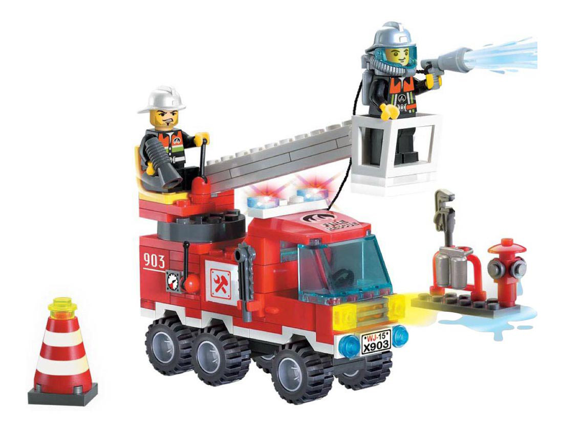 фото Конструктор пластиковый brick single bridge fire engines