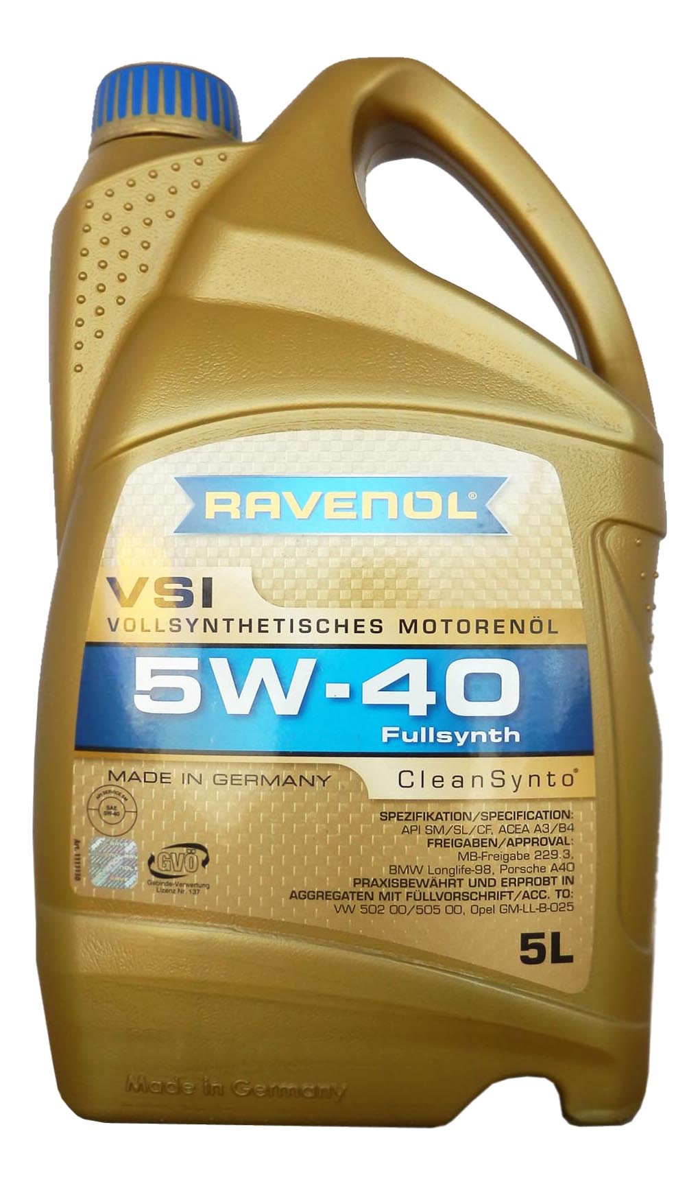 фото Моторное масло ravenol vsi 5w40 5 л