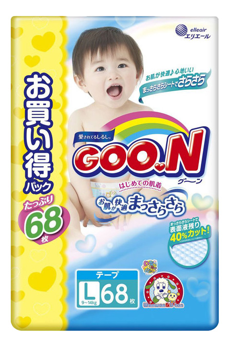 фото Подгузники goon ultra jumbo pack l (9-14 кг), 68 шт.