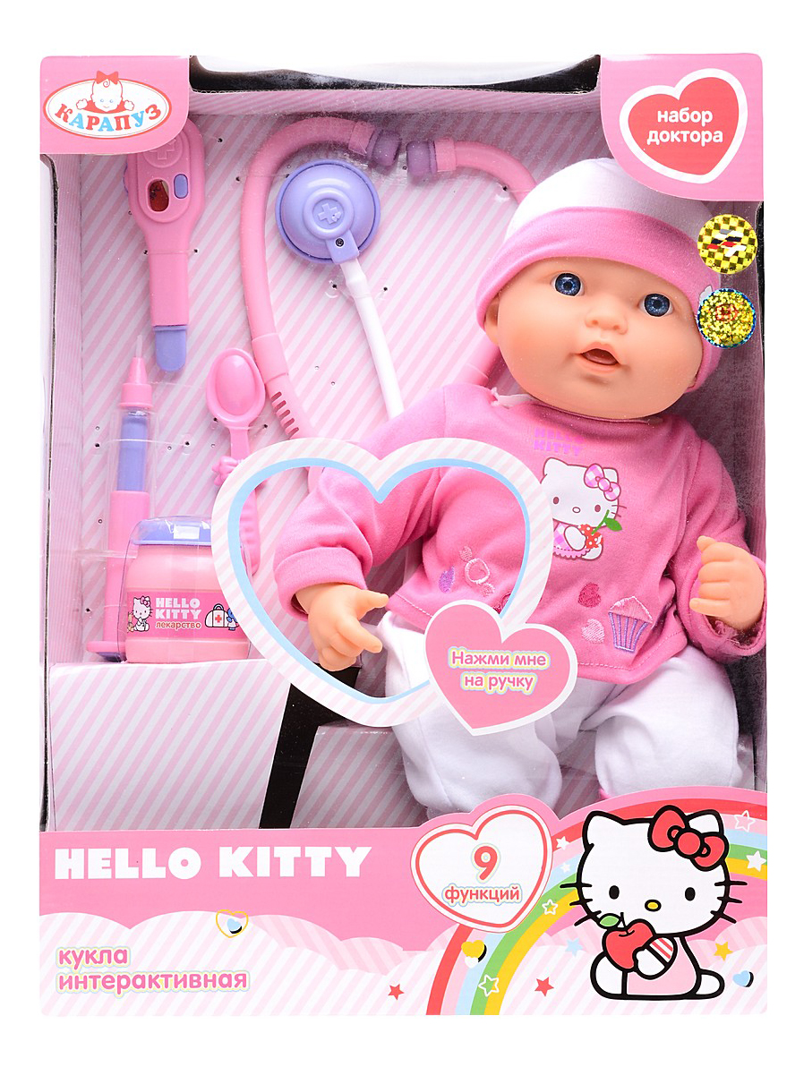 

Пупс интерактивный с набором доктора Карапуз 1612-ru-Hello Kitty, 40 см