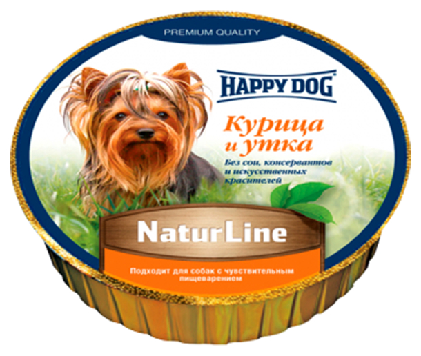 фото Консервы для собак happy dog naturline, паштет с курицей и уткой, 85г