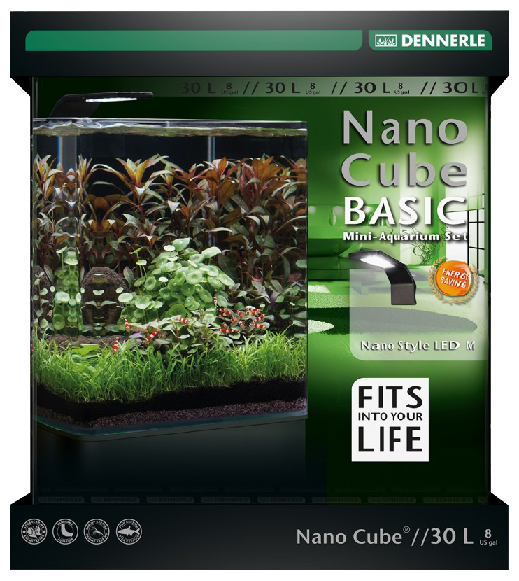 фото Аквариумный комплекс для рыб, креветок, растений dennerle nano cube basic style led m, 30л