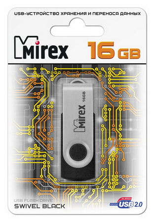 

Флешка MIREX Swivel 16ГБ Black (13600-FMURUS16), Swivel