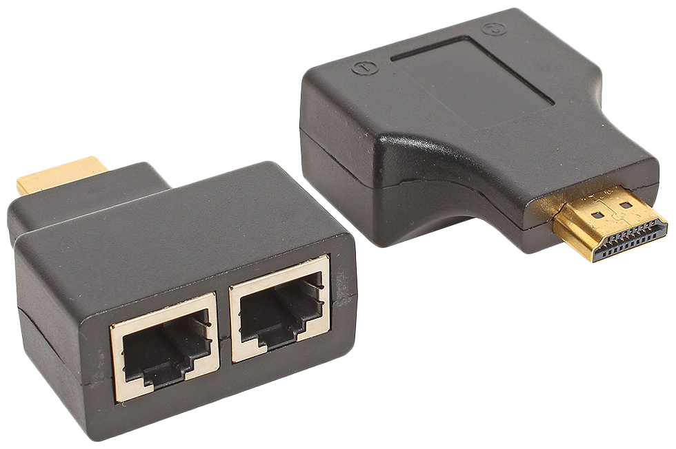 Переходник Orient HDMI-2xRJ45, M-F Black (VE041)