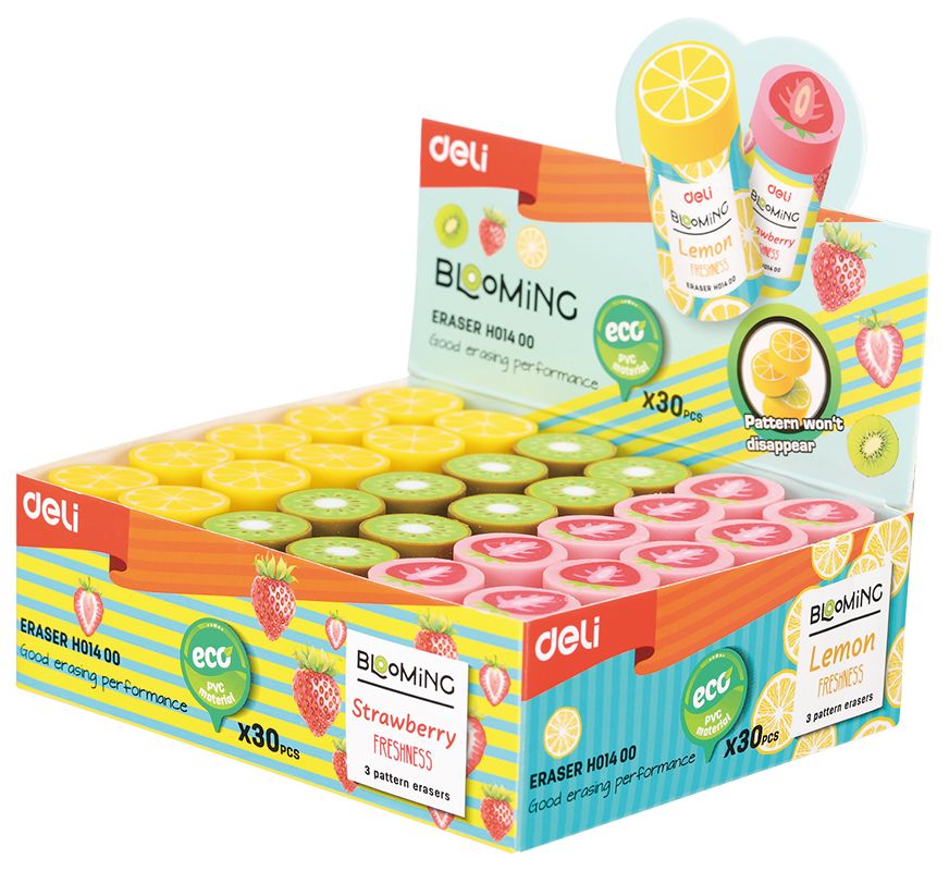 

Ластик Deli EH01400 Blooming цилиндр 22x43мм ассорти, 30 шт. в упаковке, Разноцветный