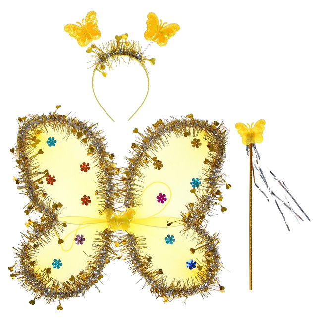 Карнавальный набор Бабочка 3 предмета: крылья, ободок, жезл, цвет золото Sima-Land