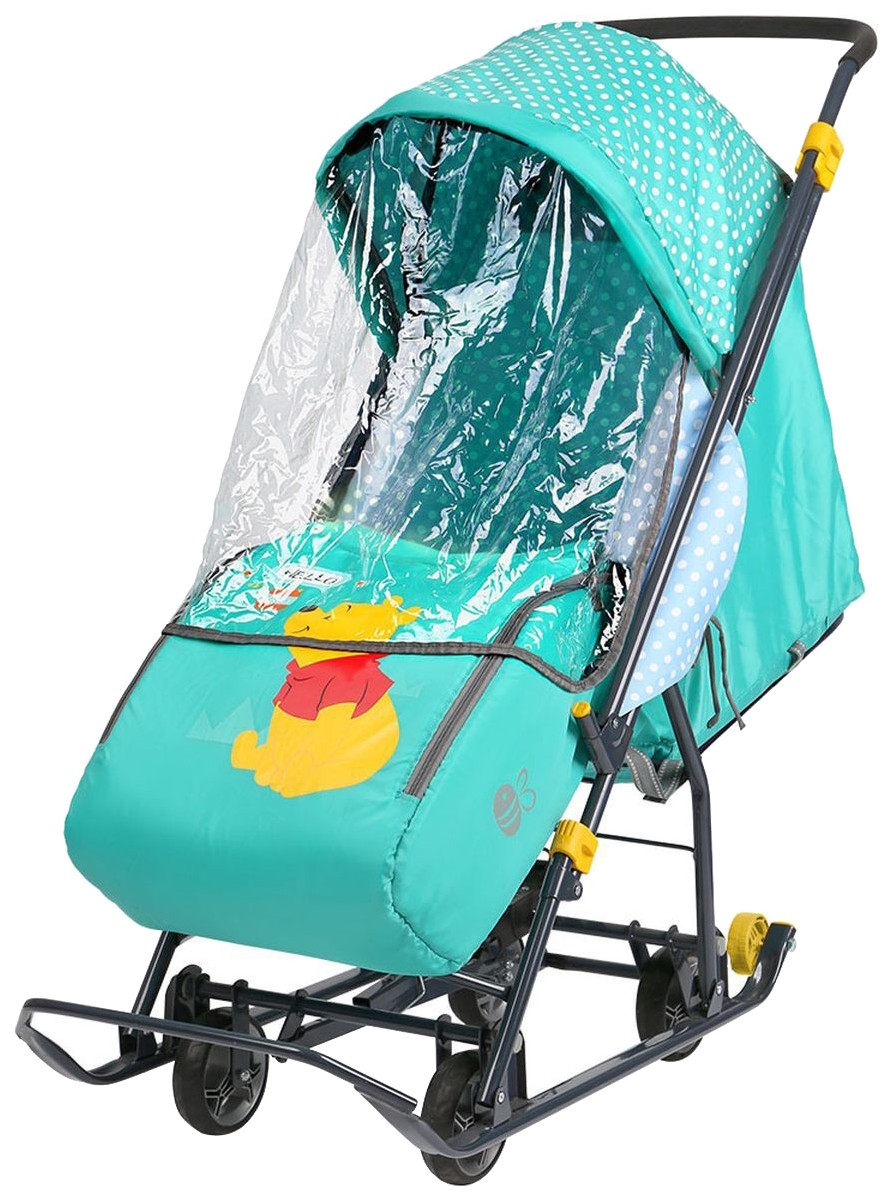 Cанки-коляска Nika Baby 1 Disney Межвежонок Винни, изумрудные автокресло babycare nika серый 1023
