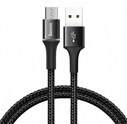 фото Кабель baseus halo data cable usb - micro usb 2a 2м black (camgh-с01)