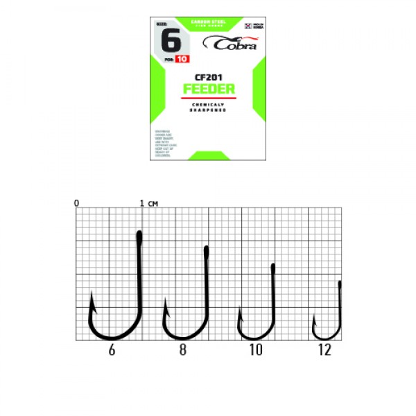 Рыболовные крючки Cobra Feeder CF201 №8, 10 шт.