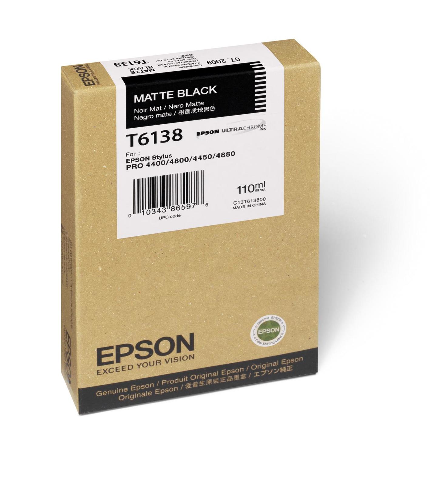 

Картридж для струйного принтера Epson T6138 (C13T613800) матовый черный, оригинал, C13T613800