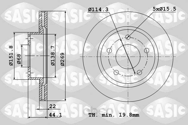 

Тормозной диск SASIC для Renault Duster 2011- d=269 мм 6104031