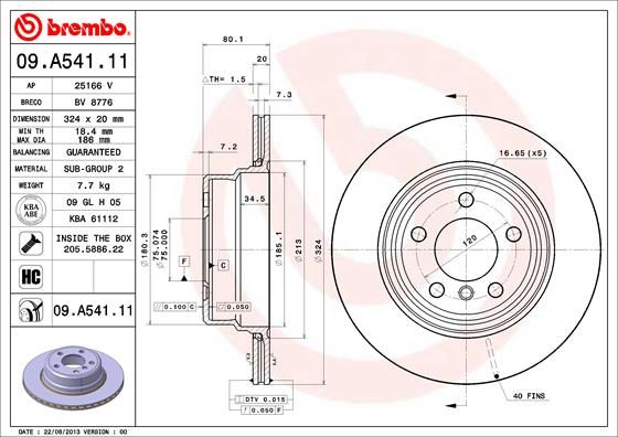 фото Тормозной диск brembo 09.a541.11