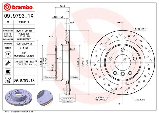 фото Тормозной диск brembo 09.9793.1x