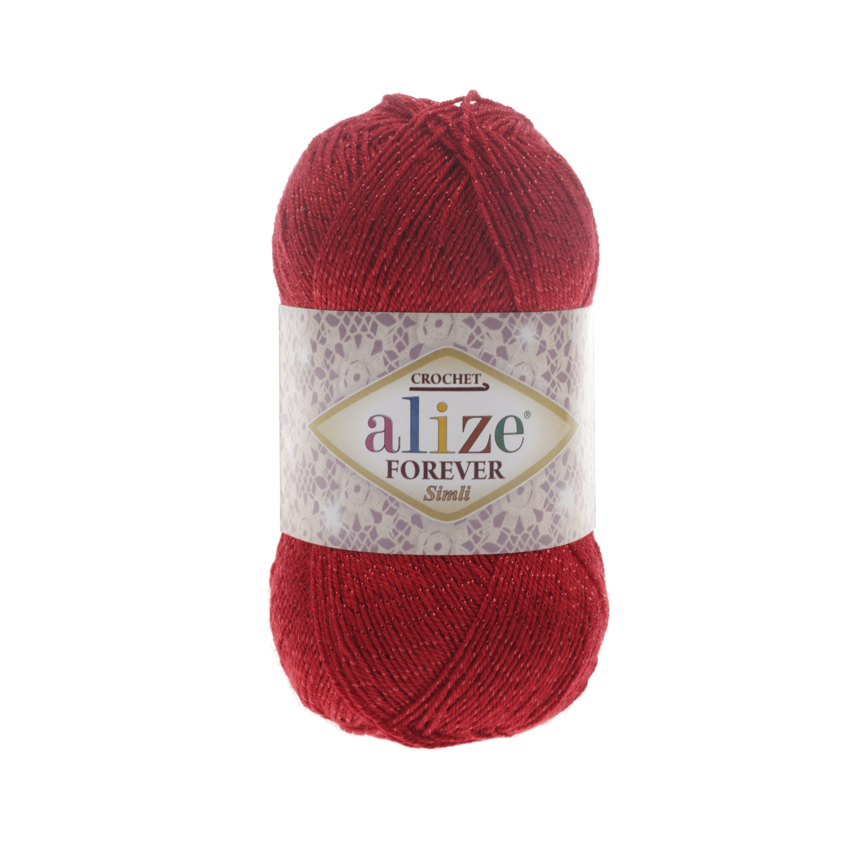 

Пряжа ALIZE 'Forever crochet simli', 50 г, 280 м, металлик, 106 красный, 5 мотков, Forever Sim