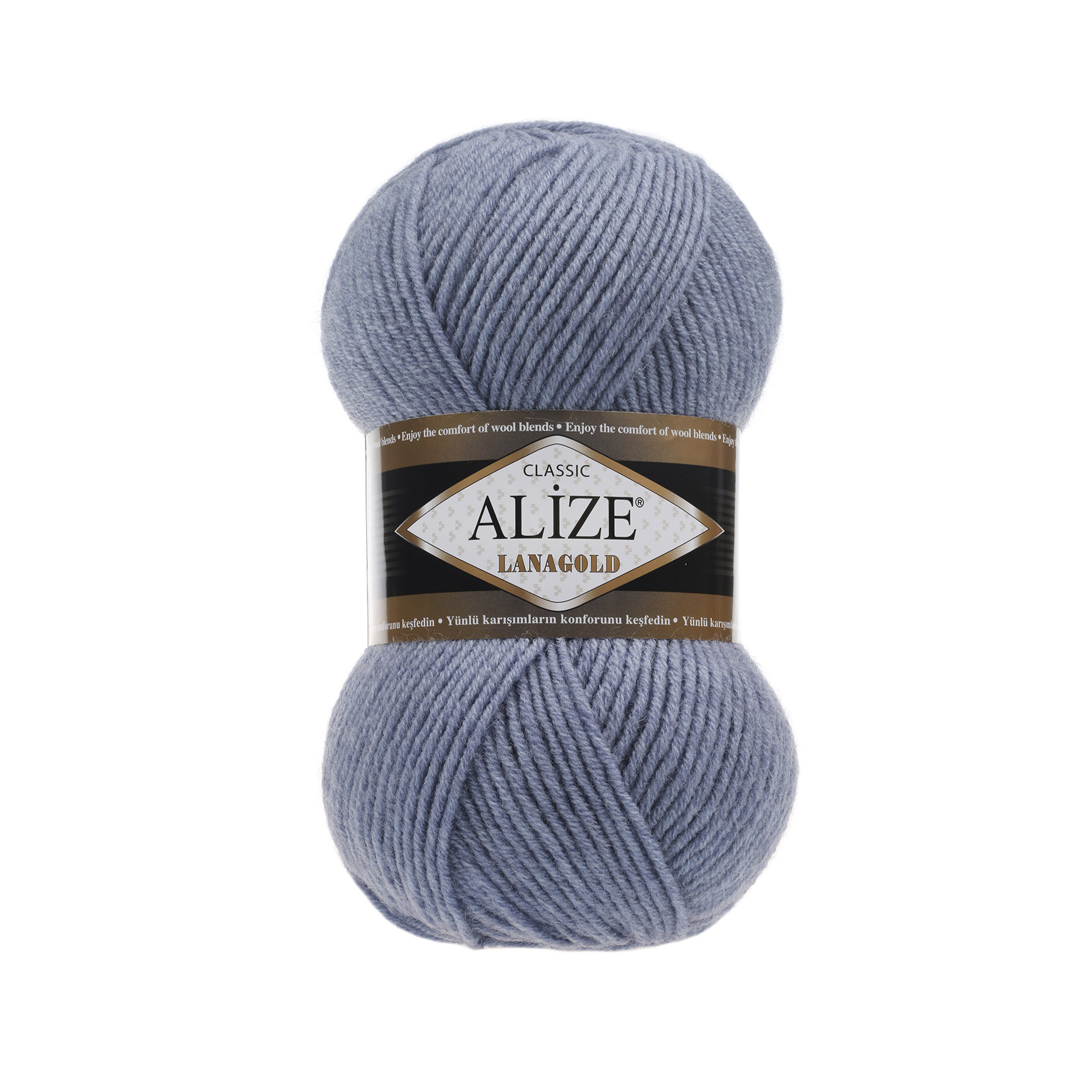 

Пряжа Alize LANA,GOLD,221 LanaGold 221 светлый джинс меланж, Синий, LanaGold