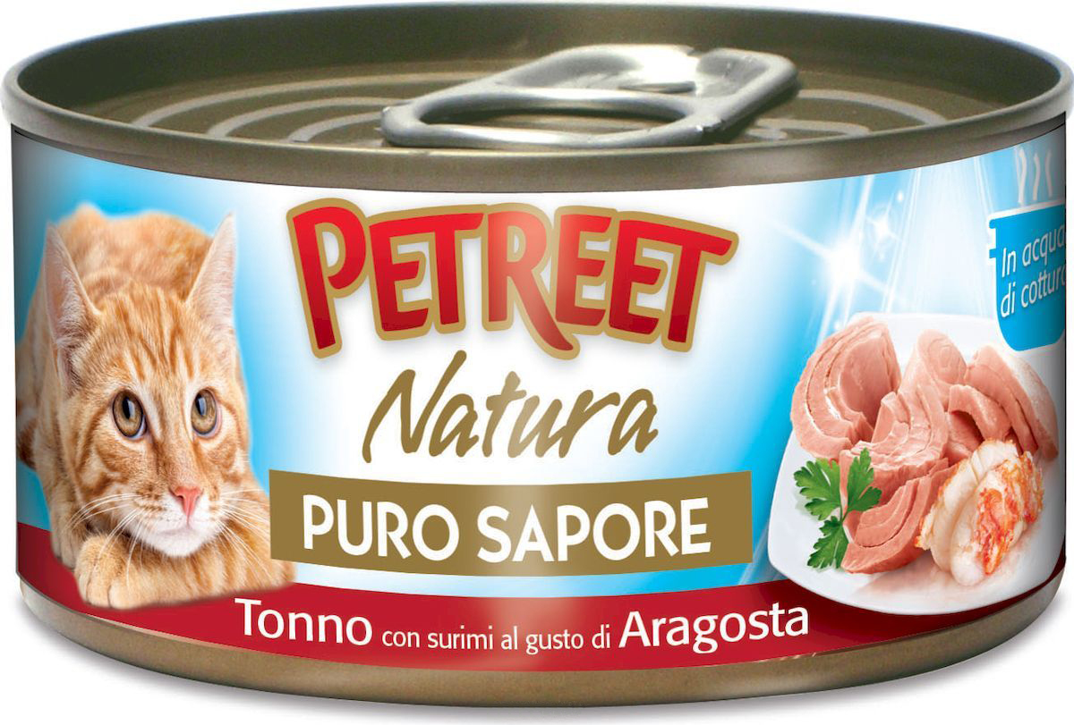 

Консервы для кошек Petreet Natura, кусочки тунца с сурими со вкусом лобстера 70г, Natura