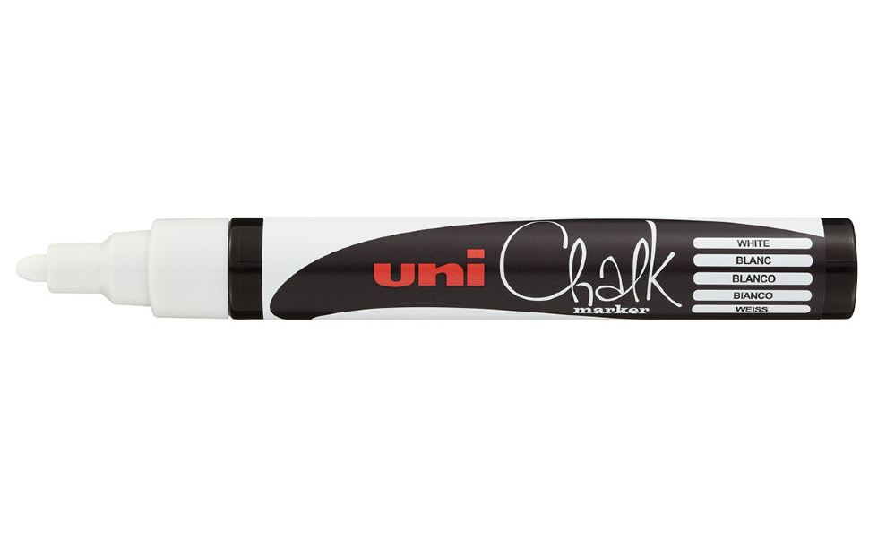 фото Маркер меловой uni chalk 5m 1,8-2,5мм овальный белый uni mitsubishi pencil