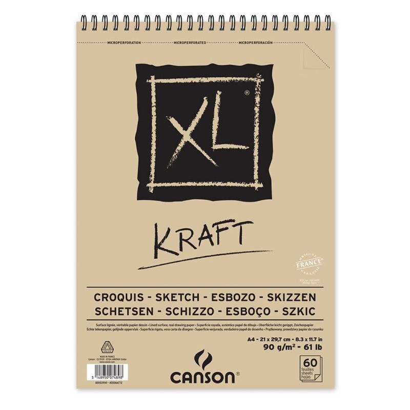 фото Альбом на спирали для графики canson xl kraft, коричневая бумага, 21х29,7см, 60 листов