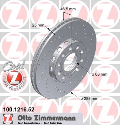 

Тормозной диск ZIMMERMANN 100.1216.52