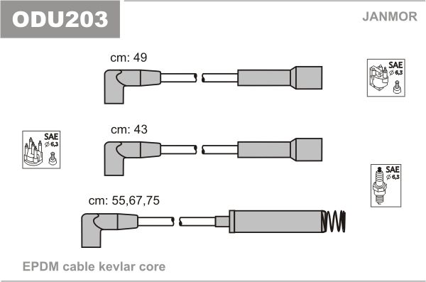 

Комплект проводов зажигания JANMOR ODU203