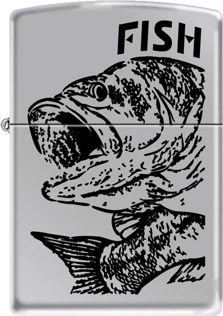 

Бензиновая зажигалка Zippo №250 Fish Big Mouth High Polish Chrome, Серебристый;черный, №250 Fish Big Mouth