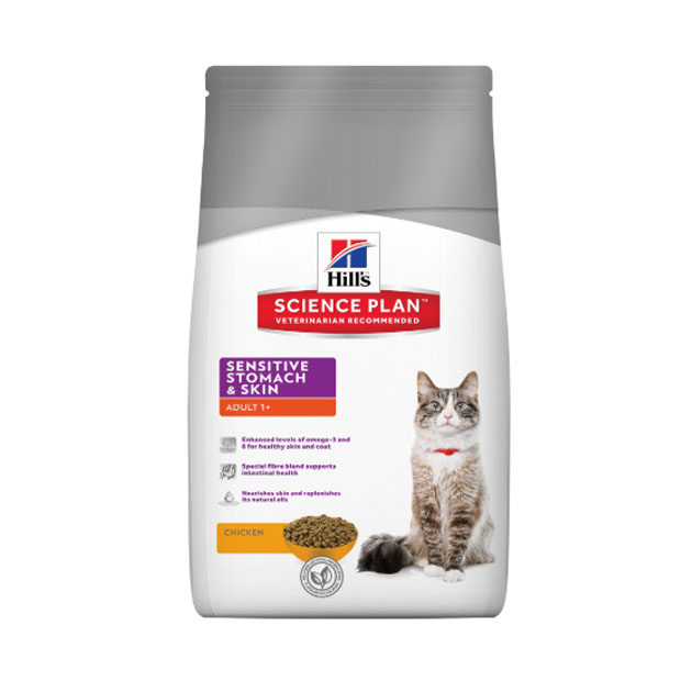 фото Сухой корм для кошек hill's science plan sensitive stomach, курица, 1,5кг