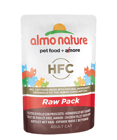 фото Влажный корм для кошек almo nature hfc raw pack, куриное филе с ветчиной, 24шт по 55г