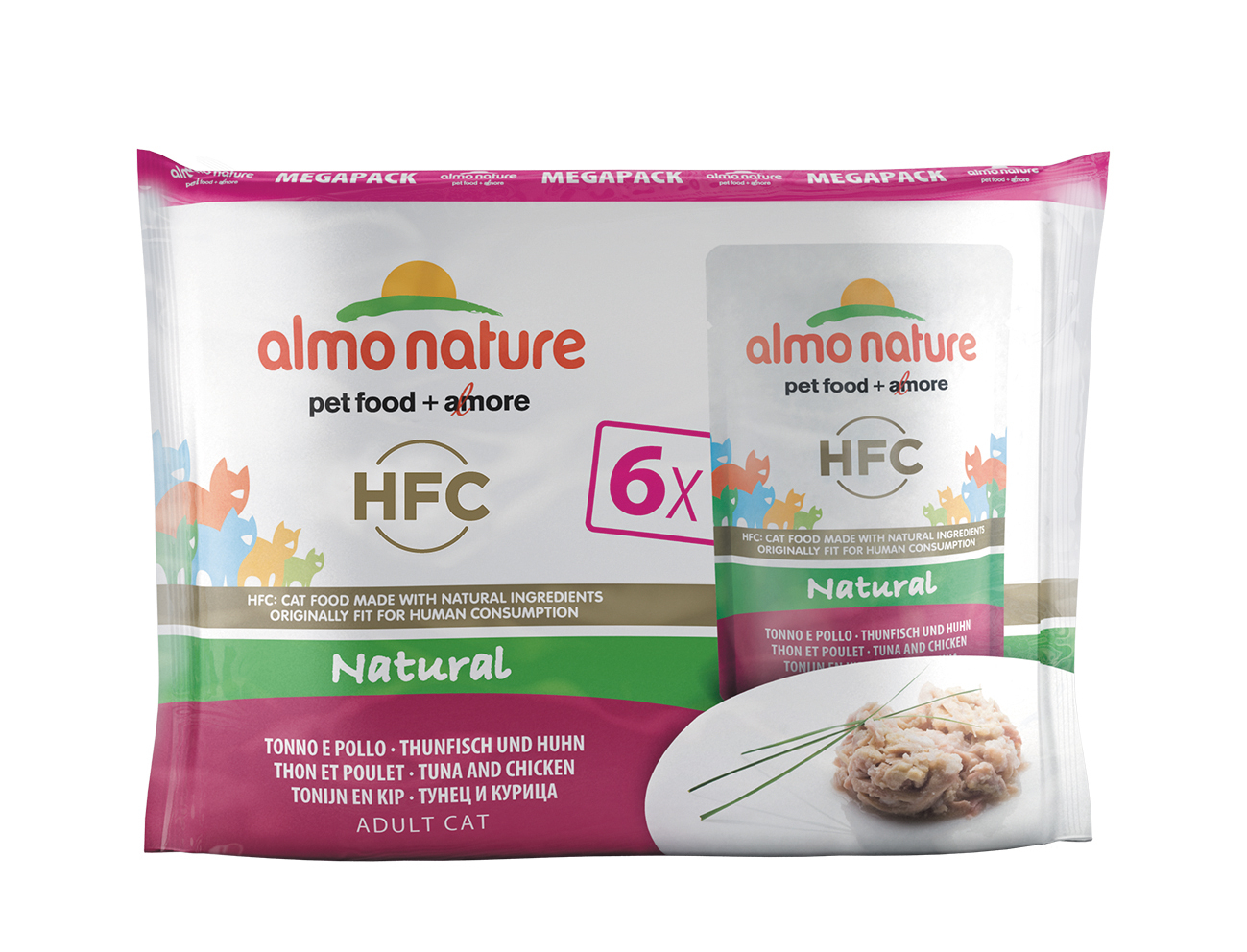 фото Влажный корм для кошек almo nature hfc natural, тунец и курица, 6шт по 55г