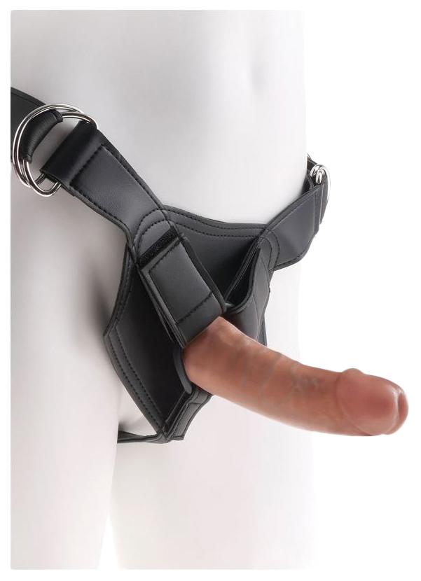 Кофейный страпон Strap-on Harness Cock 15,2 см