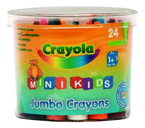 фото 24 восковых мелка для малышей в бочонке crayola