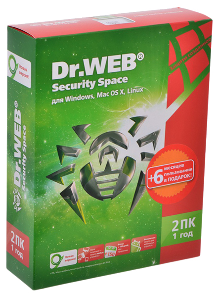 фото Антивирус dr.web security space 2 устройства, 1 год dr. web