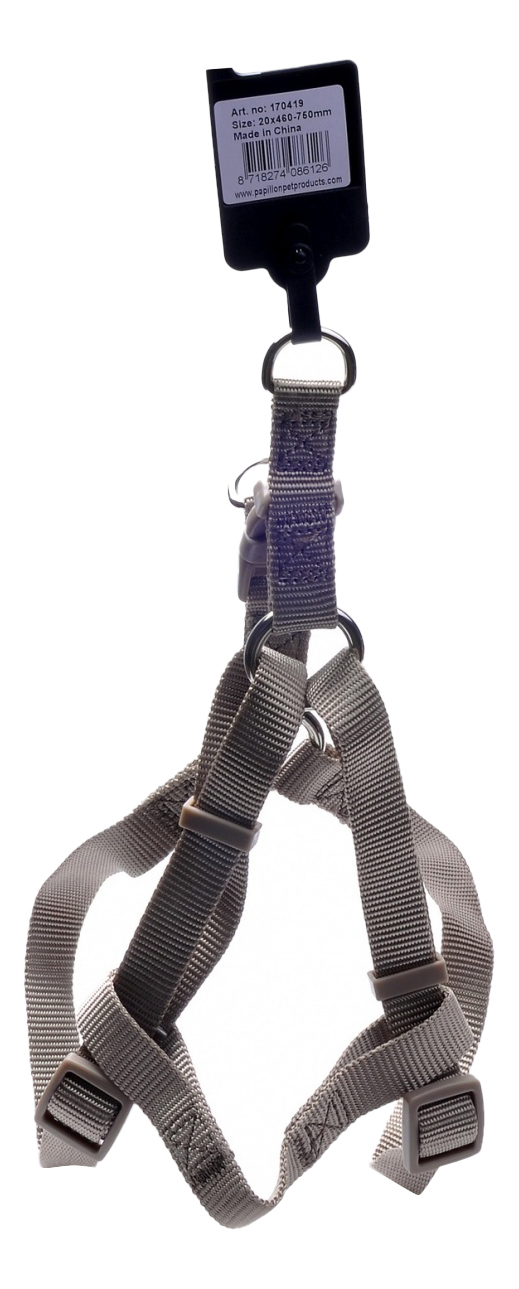 Шлейка для собак Papillon нейлоновая 15мм-35-60см, серый