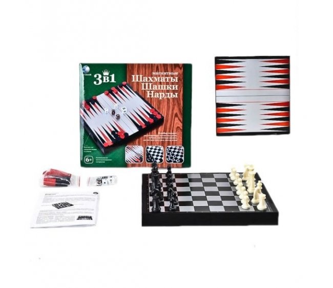 

Магнитная игра Shantou Gepai 3 в 1 Шашки, шахматы, нарды