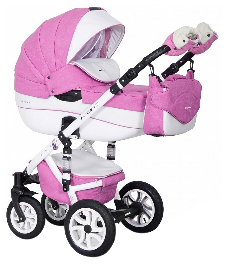 

Коляска 3 в 1 Riko Bruno Ecco Розовый, белый, Bruno Ecco