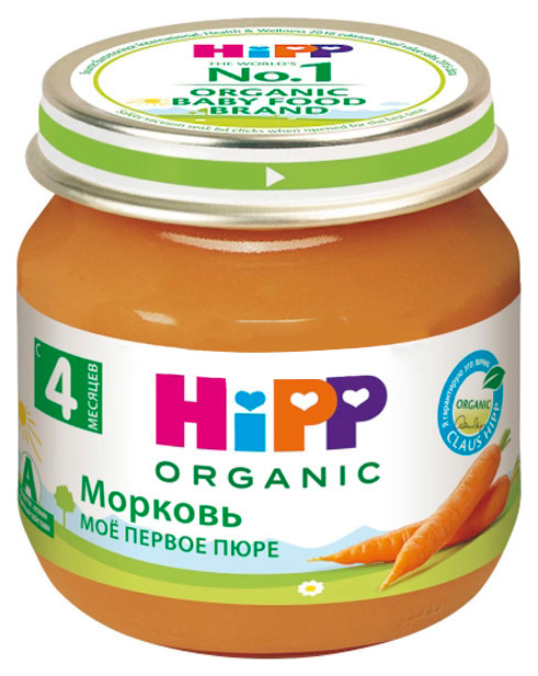 фото Пюре овощное hipp морковь ранняя c 4 мес. 80 г, 1 шт.