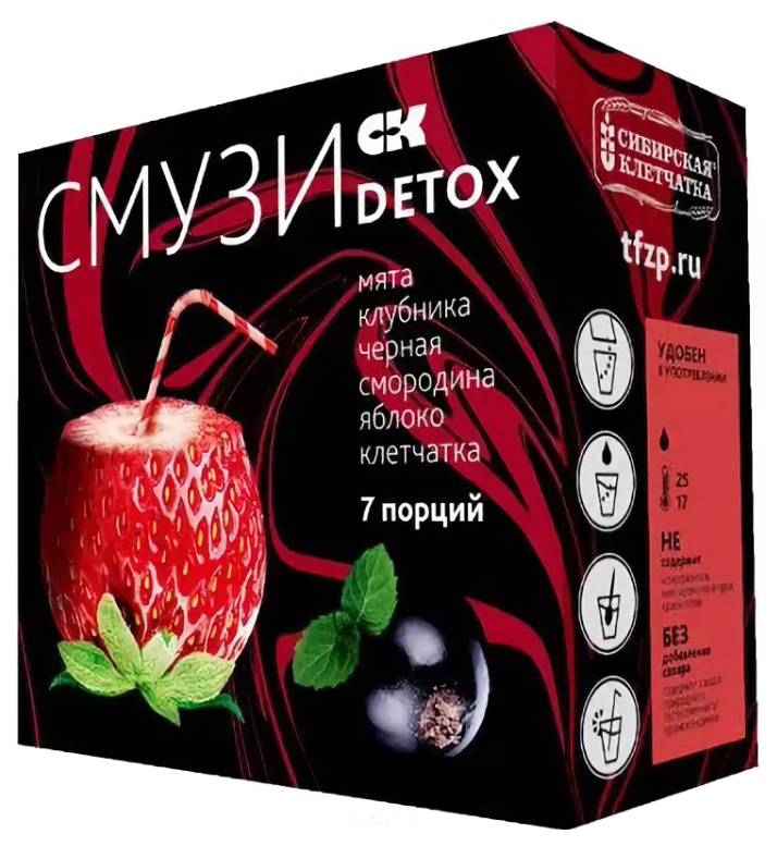 Смузи Сибирская клетчатка detox мята клубника черная смородина яблоко 84 г