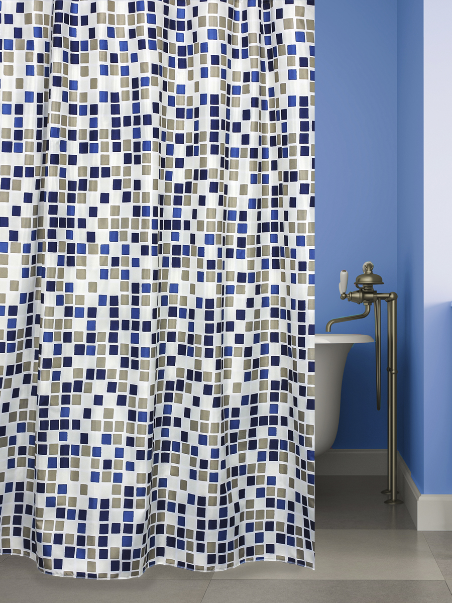 фото Штора для ванной bath plus mosaic world brown