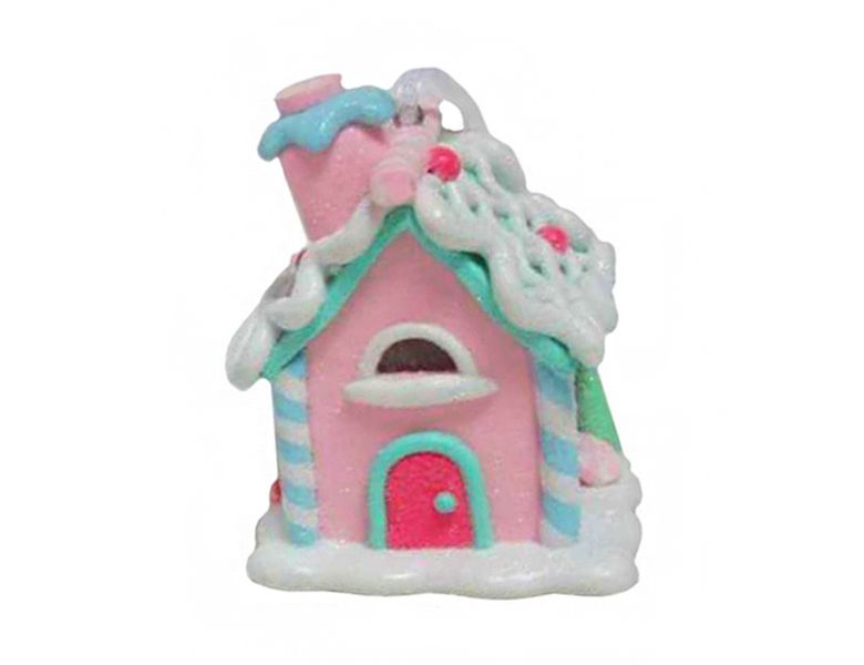 фото Елочная игрушка crystal deco сахарный домик мечты розовый ma9392a 8,5 см 1 шт.