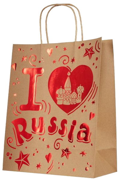 фото Пакет бумажный "люблю россию", 26х32,4х12,7 см феникс present