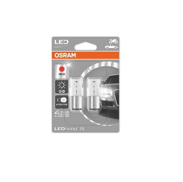 фото Pr21/5w 12v (1,7w) лампа ledriving standard красный, двойной блистер osram арт. 1458r-02b