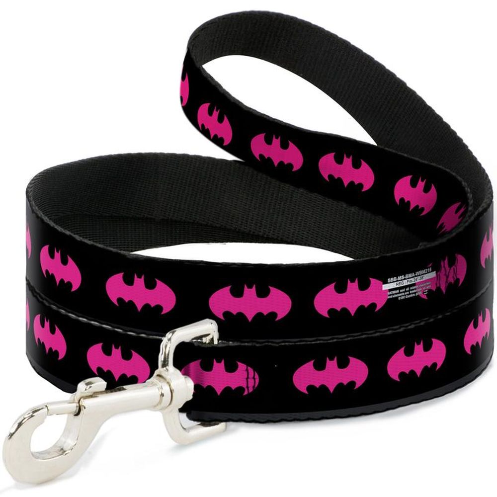 фото Поводок для собак buckle-down бэтмен, полиэстер, сталь, розовый, 120 см