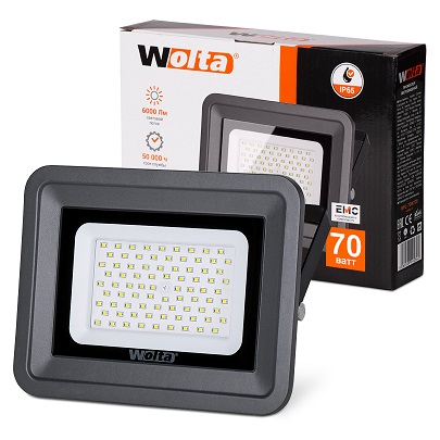 фото Прожектор led smd 70w 5500k ip65 черный wolta